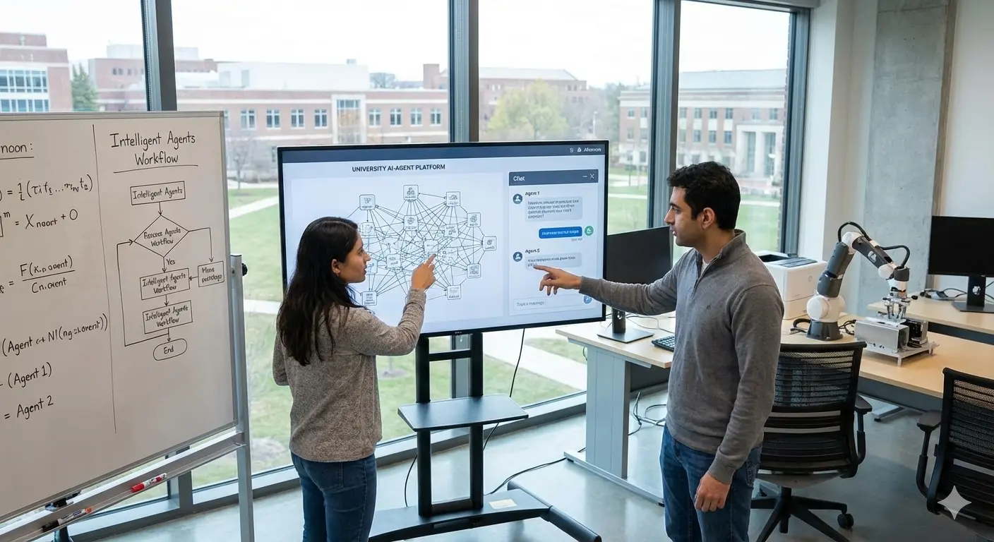 Strategists observing an AI agent network graph